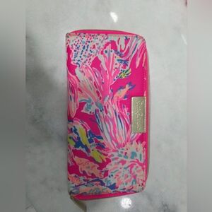 Lilly Pulitzer Pink Floral Wallet, Travel Size Fits Passport